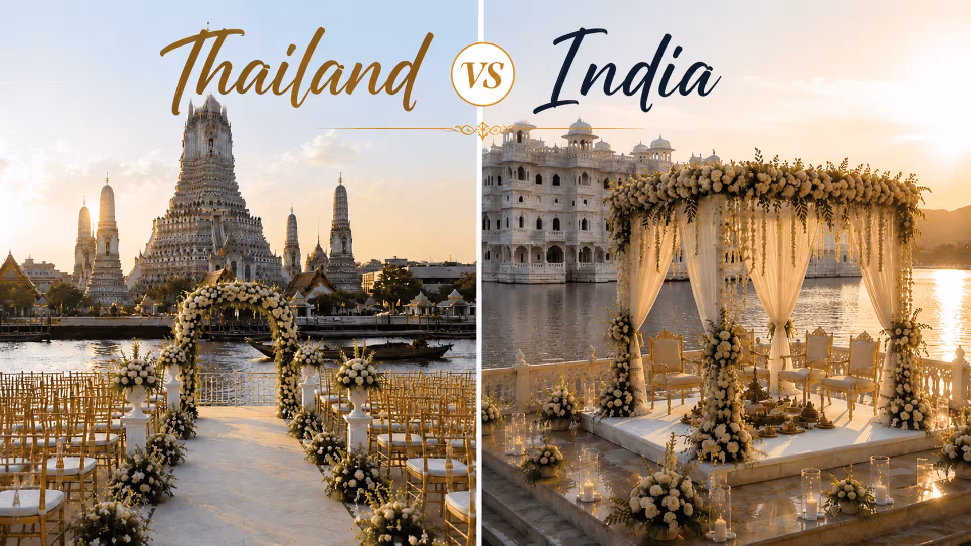 Thailand vs India destination wedding comparison with waterfront wedding ceremonies
